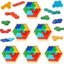 Hexagonal Wooden Puzzles Educational Toys For Children Kids Preschool Tangram Board Brain IQ Test Game Montessori Toys Gifts