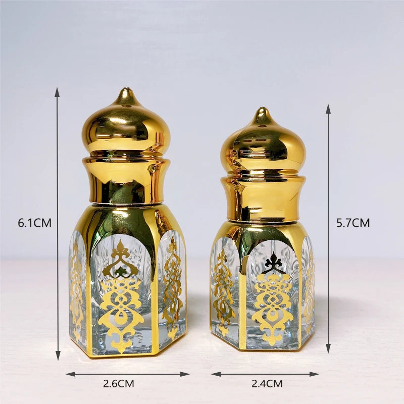 Essential Oil Bottle 3/6ML Glass Empty Perfume Bottle Oil Vials Gold UV Electroplating Process Massage Luxury Roller Bottle