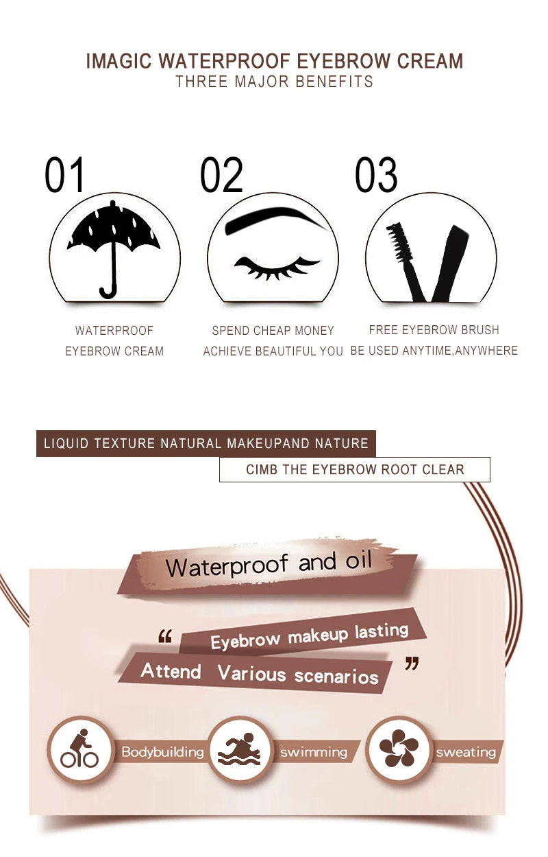 IMAGIC professional eyebrow waterproof long-lasting makeup eyebrow cream gel cosmetics