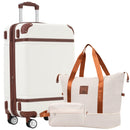 Hardshell Luggage Sets with Bags Lightweight Suitcase Double Spinner Wheels with TSA Lock Single Vintage Luggage 28 IN White