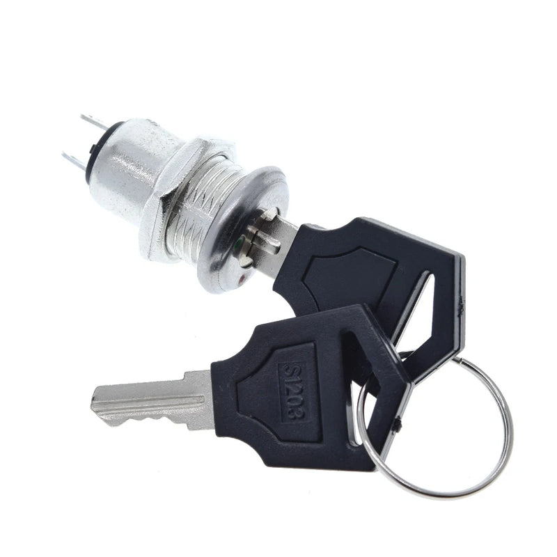 12mm Stainless Steel Electronic Key Switch ON OFF Lock Switch Phone Lock Security Power Switch 12*21mm S1203 2PIN 2 Keys