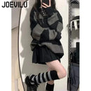 Gestreifter Kontrastpullover Damen Langarm Strickpullover Koreanische Mode Streetwear Pullover Herbst Neuer Freizeitpullover