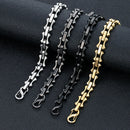 MKENDN 11mm Vintage Keel Chain Bracelet for Men Oxidized Square Link Wristband Viking Punk Style Father's Day Gift