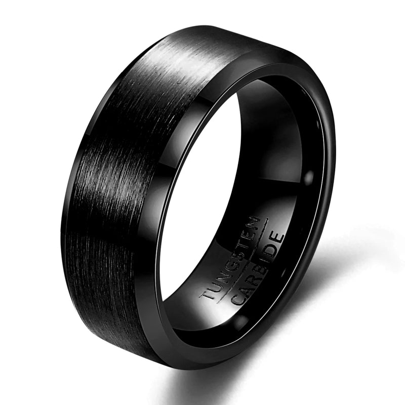 4/6/8/mm Black Tungsten Carbide Ring Men Brushed Silver Color Wedding Band Women Engagement Rings For Male Jewelry