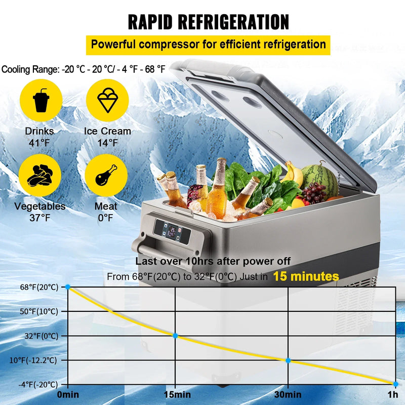 VEVOR  35L 45L 55L Car Refrigerator Mini Fridge Freezer Portable Compressor Cooler 12/24V DC 110-240V Ice Box for Camping