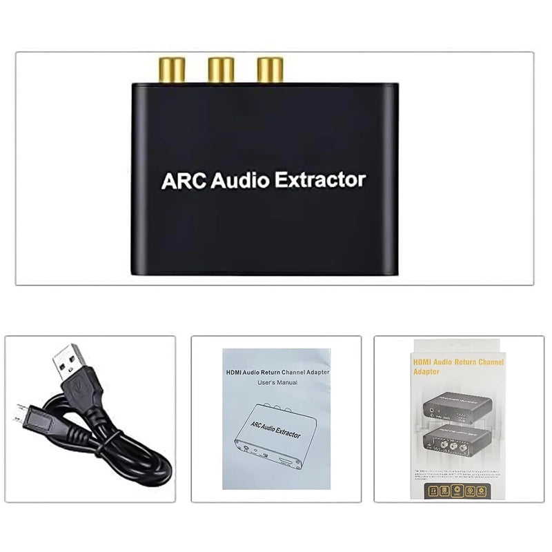 4K HDMI ARC Audio Extractor Digital to Analog Audio Converter ARC To SPDIF Coaxial L/R Stereo 3.5mm Jack Audio Adapter for HDTV