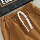 Cute Toddler Boys Outfit Long Sleeve Round Neck Bunny Print Top Cozy Elastic Waist Joggers for Easter Celebrations