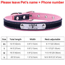 Leather Dog Collar Personalized Custom Engraved Name Plate Puppy Pet Dogs XS/S/M/L Dog Tag