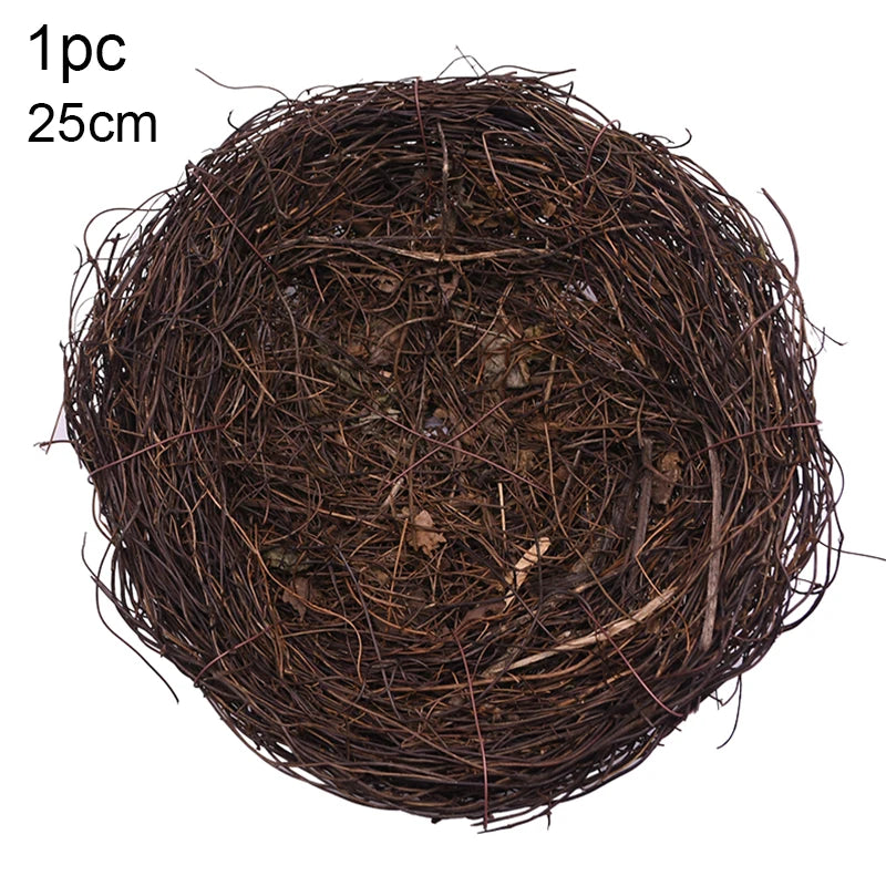 8-25cm Round Rattan Bird Nest Easter Decoration Bunny Eggs Artificial Vine Nest For Home Garden Decor Happy Easter Party Supply