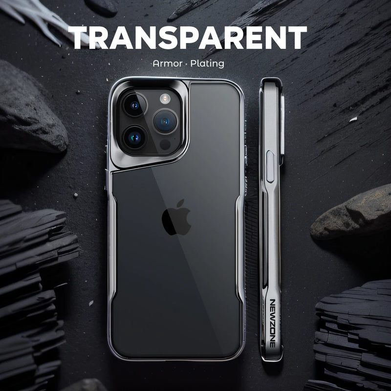 Luxury Electroplated TPU Soft Frame Phone Case For iPhone 11 12 13 14 15 Pro Max Shockproof Shell Acrylic Transparent Back Cover