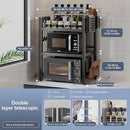 Microwave Oven Rack Seasoning Shelf Bilayer Oven Storage Rack Retractable Countertop Organizer Kitchen Accessories