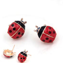 1Pair Insert Earrings Exquisite Paint Stud Earrings Red Oil Ladybug Ear Studs Fashion Handmade Animal Rhinestone Female Jewelry