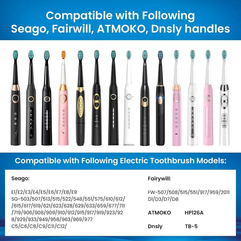 Electric Toothbrush Replacement Heads Compatible with Fairywill Electric Toothbrush FW-507/508/515/551/917/959/2011/D1/D3/D7/D8