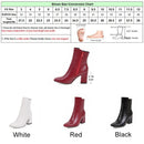 ANNYMOLI Thick High Heel Boots Square Toe Winter Boots Women Ankle Boots  Zipper Ladies Autumn Shoes White Black Red Size 33-43