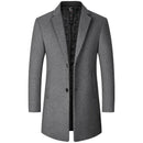 BROWON Brand Trench Coat Men Autumn and Winter New Solid Color Long Woolen Coat for Men Business Casual Windbreaker Men Clothing