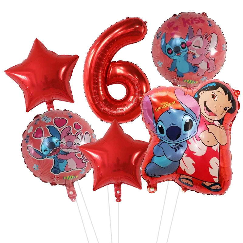 6pcs Disney Lilo & Stitch Party Balloons Stitch 32" Number Balloon set Baby Shower Birthday Party Decorations Kids Toy Gifts