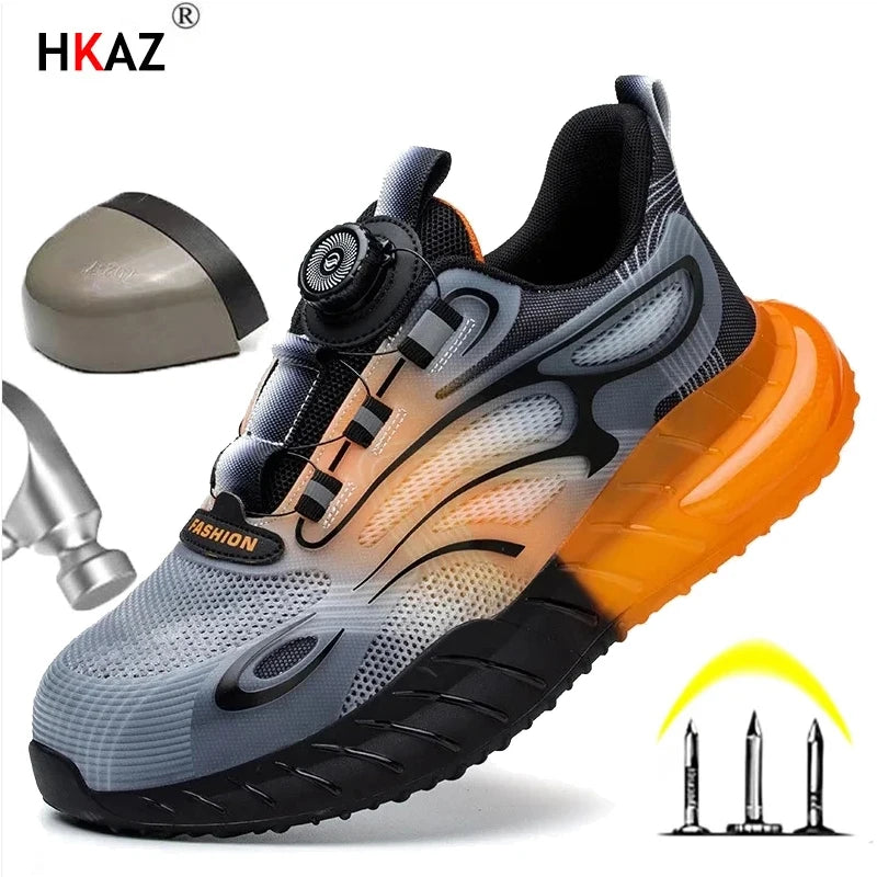 Men Sport Safety Shoes Cushion Work Sneakers Anti-Puncture Breathable Work Shoes Boots Men Women Steel Toe Shoes Lightweight