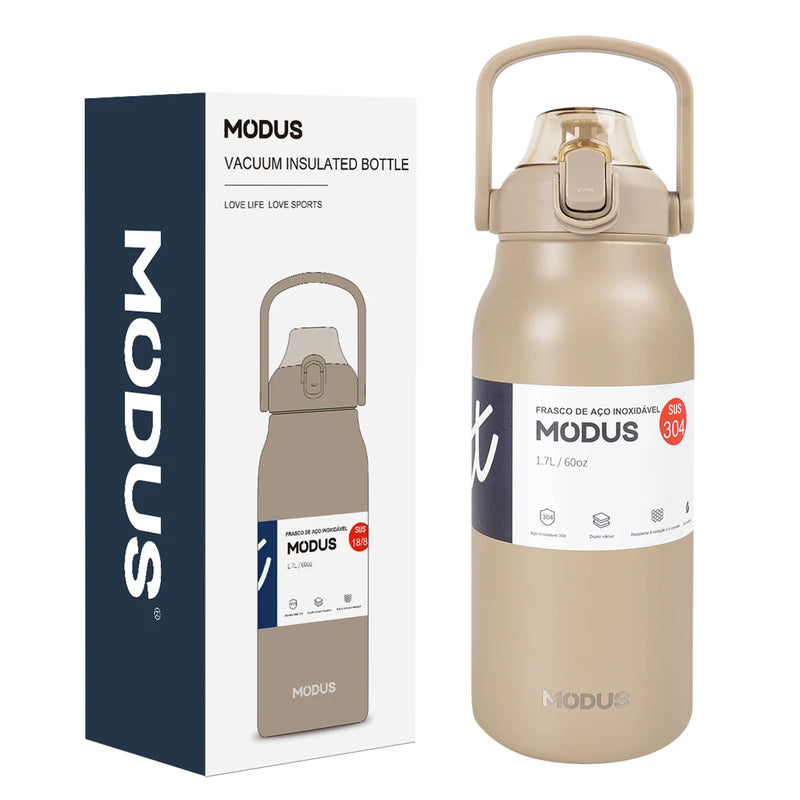 MODUS Garrafa Térmica de Viagem Vacuum Inox com Palha Copo Térmica Fria e Quente Vácuo
