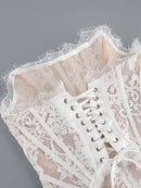 The Lace Hour | Strapless Lace-Panel Sheath Mini Dress