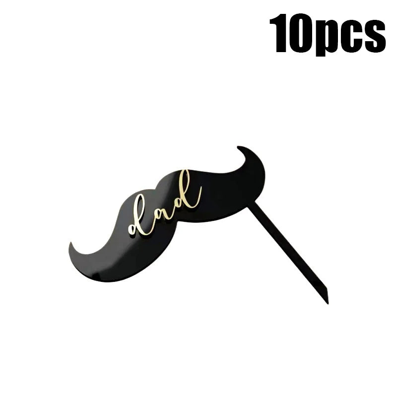 10Pcs Acrylic Dad Birthday Cakes Topper for Father's Day Party DIY Baking Cupcake Decor Tools Happy Birthday Decoration Supplies