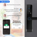 Tuya Silver Smart Door Lock Portuguese Voice Safe Digital Electronic Lock Bluetooth APP Fingerprint Password RFID Unlock