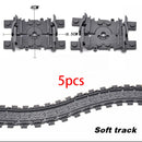 City Train Station Platform Traffic Light Cave Flyover Tracks Straight Curved Rails Building Block Bricks Technican Creative Toy