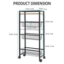 Slim Storage Cart 4 Tier Slim Rolling Storage Cart With Wheels Narrow Sliding Storage Laundry Cart With 3 Pull-Out Baskets