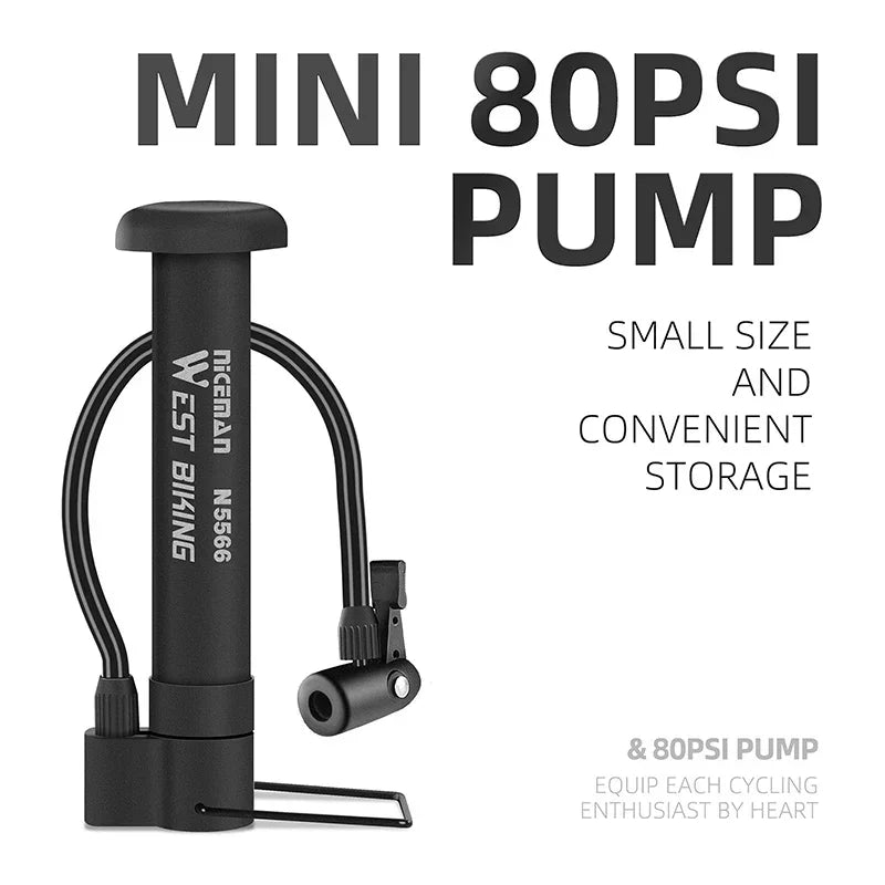 BIKING MTB Bicycle Pump 80 PSI Bike Manual Air Pump Balloon Tire Inflator Schrader Valve Floor Pump Cycling Accesories bike