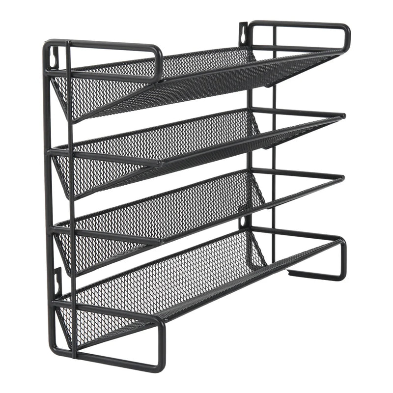 Black 4 Tier Metal Spice Rack Organizer
