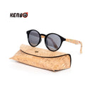 Kenbo High Quality Round Wood Bamboo Grain Polarized Sunglasses With Case Fashion Women Man Shades Wooden Sunglasses