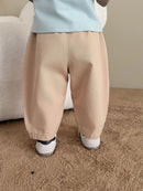 2026 Fall New Toddler Kids Pants Cotton Cartoon Embroidered Harem Pants Baby Boy Casual Striped Denim Baggy Trousers