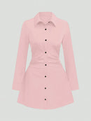 Autumn New Arrivals Plus Size Women's Casual Slimming Waist-Defining Long-Sleeved Shirt Dress For Everyday Wear and Office