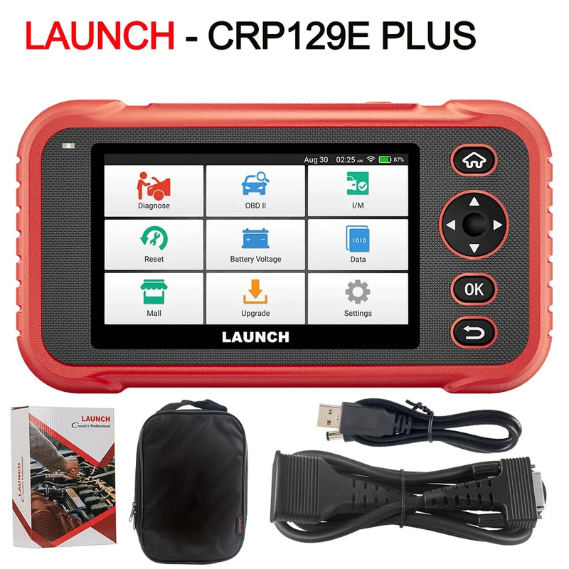LAUNCH X431 CRP129E PLUS Car Full Systems EOBD OBD2 Scanner Diagnostic Tool 8 Reset Services Auto VIN Scan Battery Test Update
