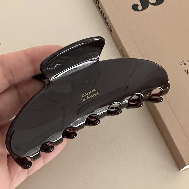 1pc Korean ins autumn/winter Maillard hair clip gold label chocolate brown hair clip shark clip large