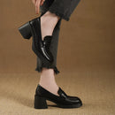 2025 New Comfortable Waterproof Platform Thick Heel Casual Women's Shoes Fashionable Round Toe Cover High Heel Single Shoes