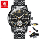 OLEVS Original Uhr für Herren, Automatische Mechanische Armbanduhr, Top-Marken Luxus Tourbillon Armbanduhr Klassische Herren Schwarze Uhren 6607