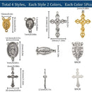 40Pcs 8 Styles Rosary Cross Charms Silver Crucifix Rosary Charm Easter Holiday Gold Tibetan Alloy Oval Chandelier Links Charm