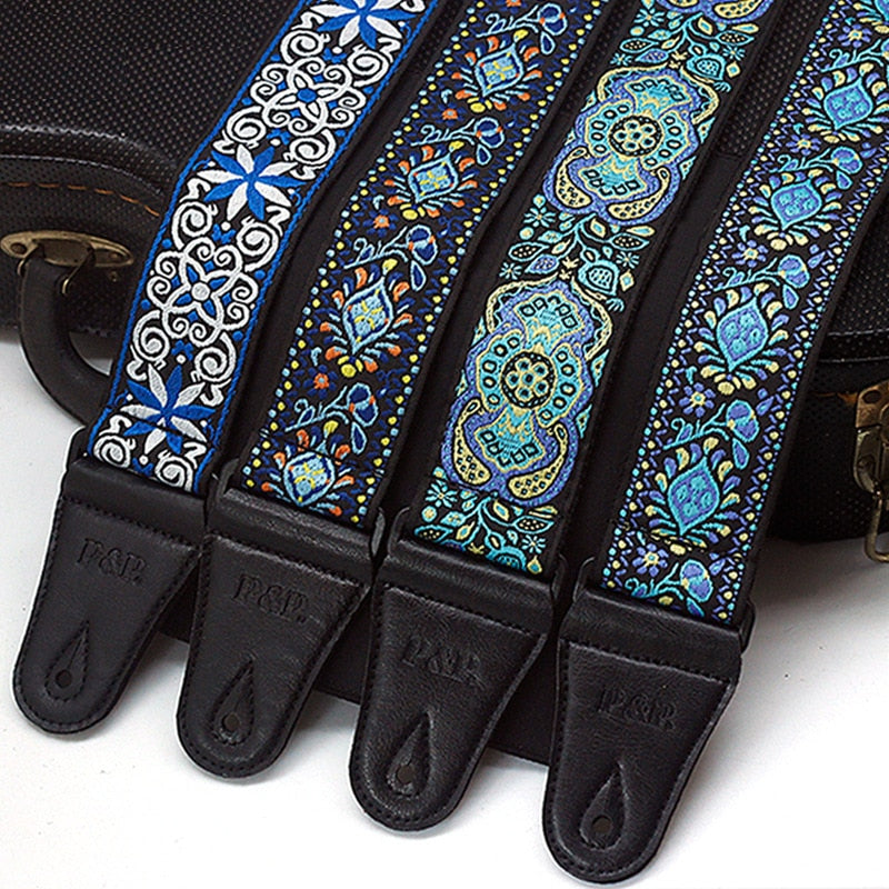 Embroidered Guitar Strap National Style Shoulder Strap Ribbon Musical Instrument Strap Guitar Strap Instrument Guitar Part