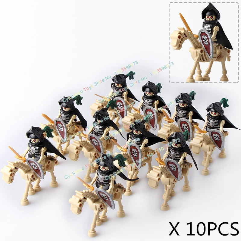 10PCS AX9815-16 Medieval Knight Skeleton Knight Accessories Shield Spear Armor Building Block bricks Action Figure Chilldren Toy