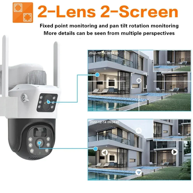 4G Sim Card 8MP PTZ Dual Lens Solar Outdoor Security Camera PIR Detection Waterproof V380 Pro Smart Baby Monitoring PTZ Camera