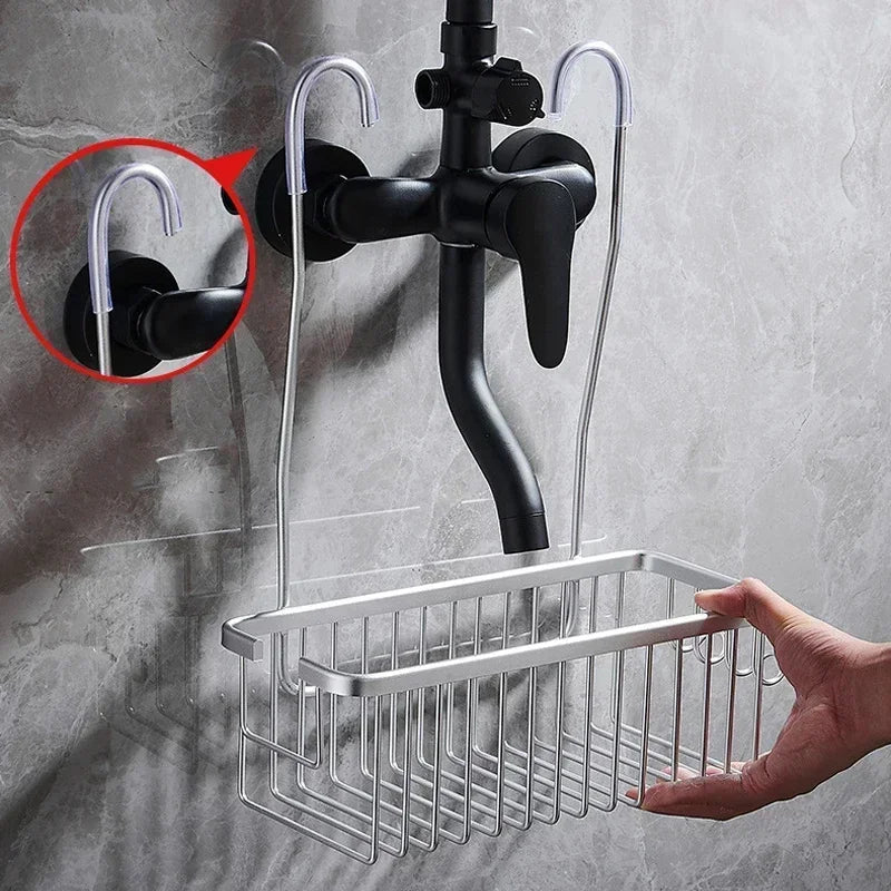 Aluminium Bathroom Shelf Without Drilling, Shower Shelf Shelves Shampoo Holder, Basket Storage Organizer Bathroom Accessories