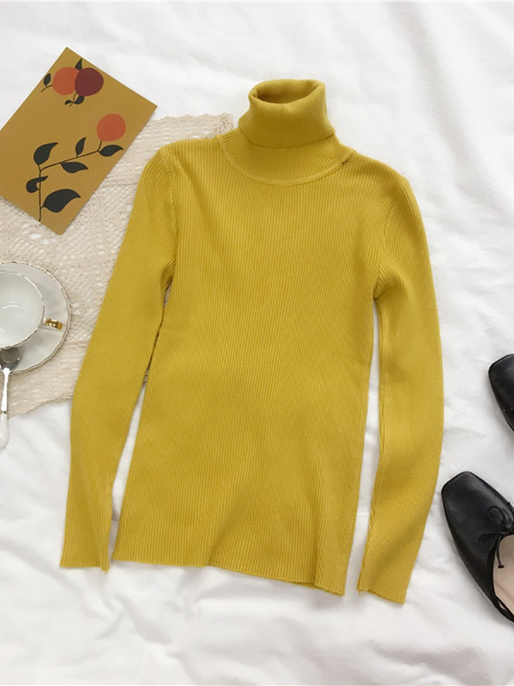 Turtleneck Sweater Womens 2023 Autumn Winter Tops Korean Slim Women Pullover Jumper Knitted Sweater Pull Femme Hiver Truien