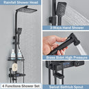 Rozin Black Smart Thermostatic Shower Faucet Set Bathroom Intelligent Rainfall Digital Mixer Tap With Rack and Bidet Bath System