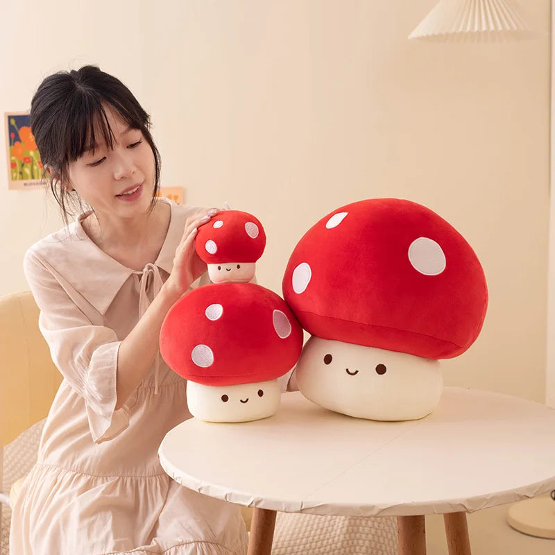 Mushroom Plush Toys Cute Mushroom Plushie Stuffed Plants Kawaii Soft Pillows Home Decor Kids Gift Red/Pink /Blue Mushroom Doll