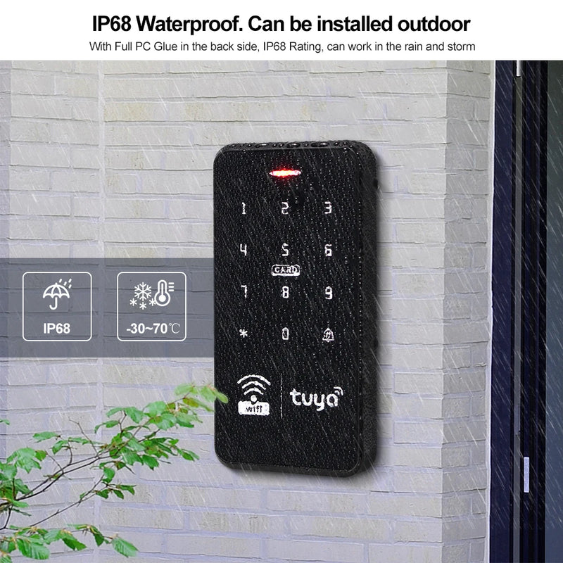 Waterproof WiFi Tuya APP Access Control Keypad 13.56MHz RFID Card Keyboard Touch Screen Access Controller Remote Unlock System