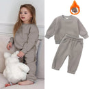 2026 Neuheiten Kleidung für kleine Mädchen Trainingsanzug 2-teiliges Set Warmer Fleece Einfarbiger Pullover+Hose Loungewear-Anzug für Kinder