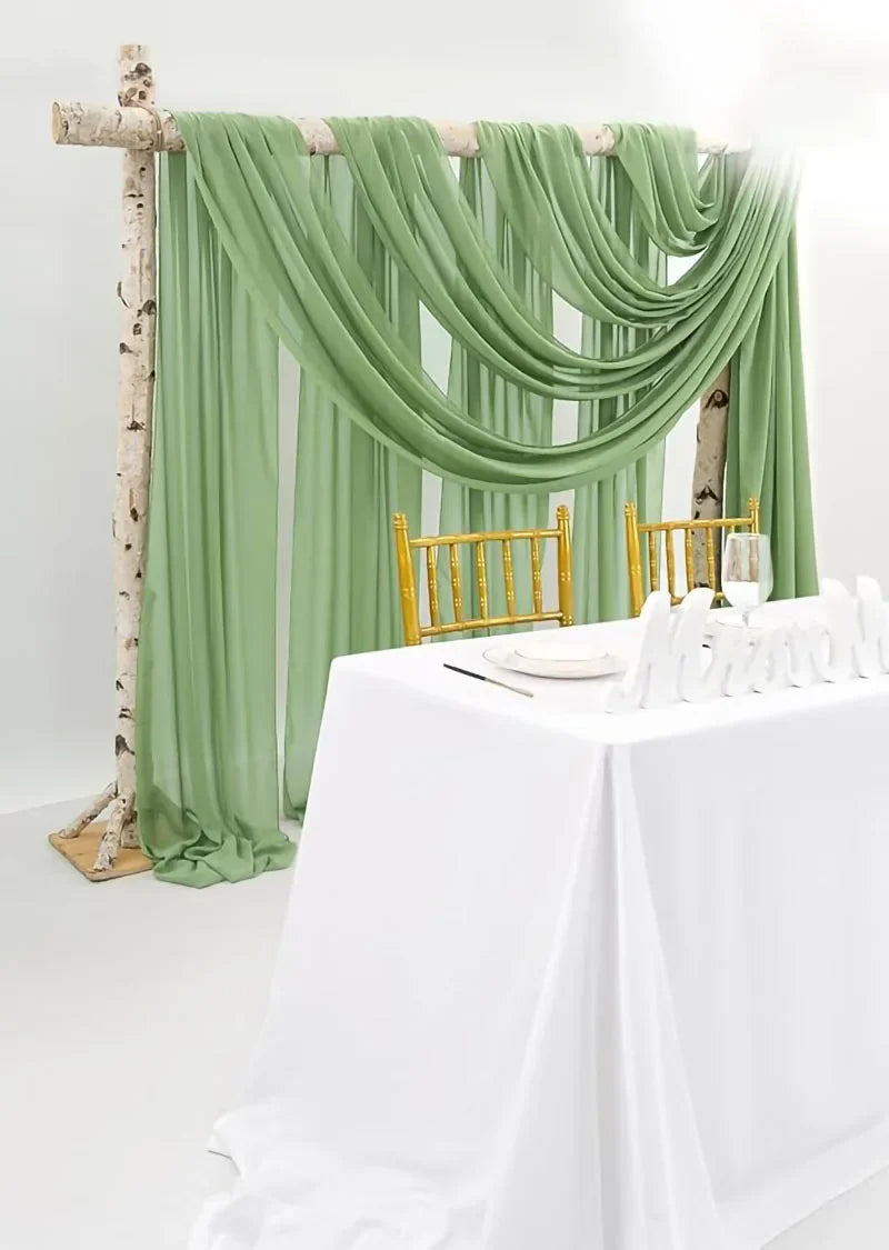 2pcs Sage Green Wedding Arch Chiffon Sheer Drapes ,Wedding Arch Drapes Sheer Backdrop Curtain for Wedding Ceremony Party Decor