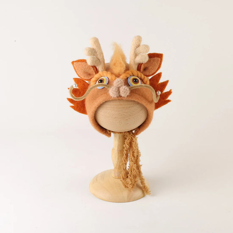 Newborn Wool Felt Fox Flower Bonnet Newborn Photography Props Baby Animal Floral Garden Hat Photo Shoot