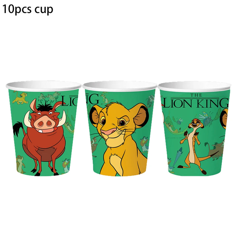 Lion King Simba Party Decorations Disposable Tableware Cup Plate Napkin Tablecloth Cake Topper Banner for Kids Party Supplies