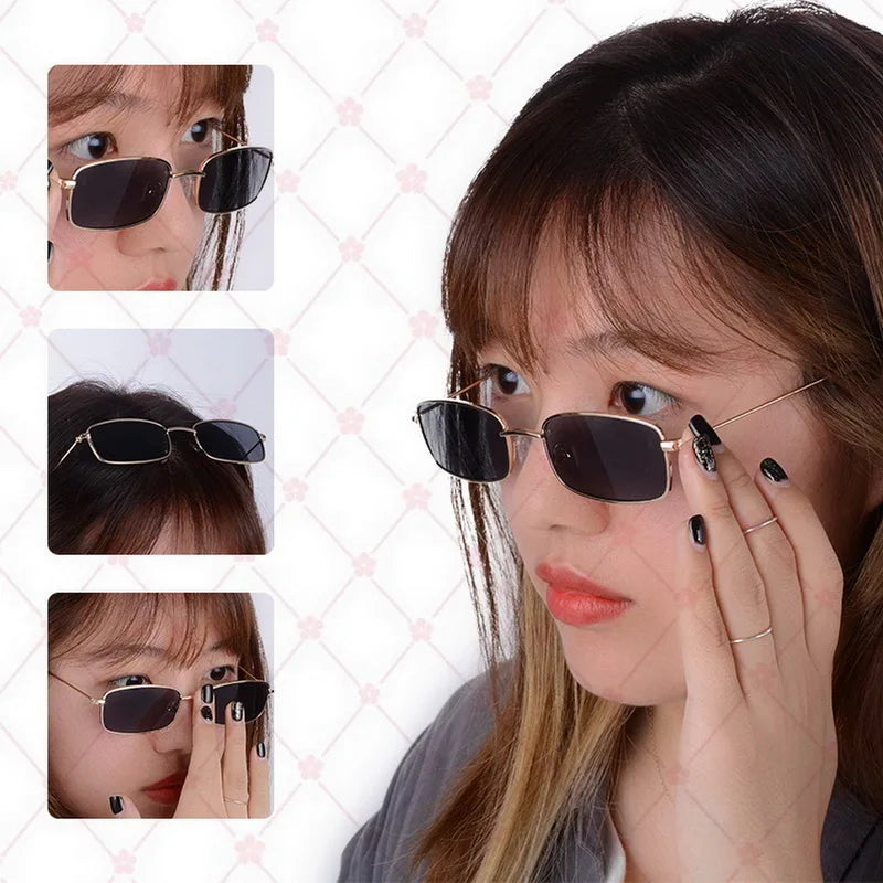 Metal Vintage Rectangle Black Sunglasses Small Oval Women Sun Glasses Men Women Brand Shades Eyewear Clear Lens Uv400 Glasses